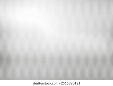 Background white ribbed glass texture. Gray frosted acrylic reeded wavy surface. Fluted door window close-up. Vector illustration.