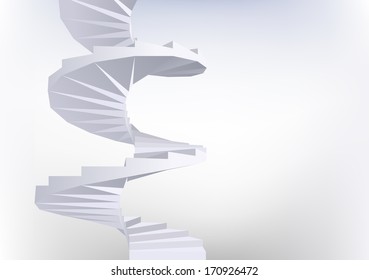 Background with White Spiral staircase. Vector illustration.