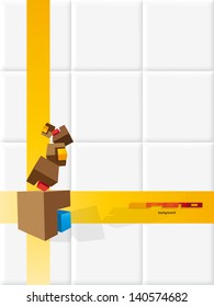  background of white squares with colorful abstract cubes