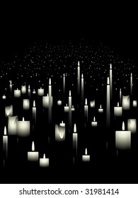 Background With White Vector Candles Evoking A Vigil