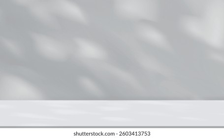 Background White Wall Studio Room with Light,Shadow on Table Top,Grey Backdrop for Spring,Summer product presentation,Empty 3D Display Kitchen Room with Stand for Web Banner in Autumn,Fall Season