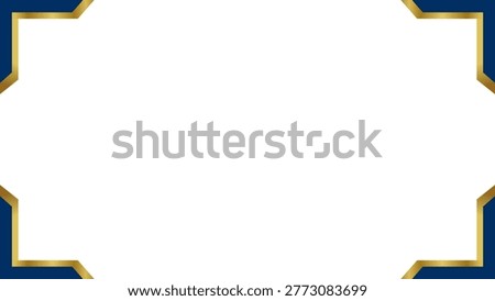 Background white with yellow blue ornament border. Vector can be used for banners, posters, power points, certificate, templates, slides, etc.