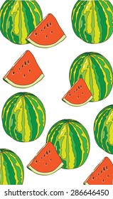 background with a whole watermelon and a slice