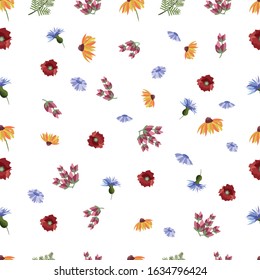 Background of wild flowers for textiles or tableware.
