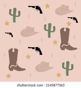 Hintergrund-Wildwestcowboystiefel, Kaktus-Revolver