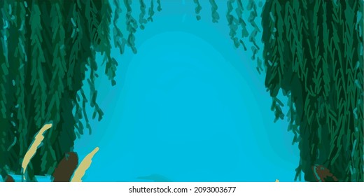 Background Willow Tree Frame Vector Swamp