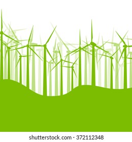 Background wind turbines vector illustration concept nature motion banner