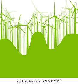 Background wind turbines vector illustration concept nature motion banner