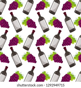 background wine bottle and grapes vector illustration