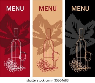  Background with wine bottle, wineglass and grapes
