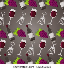 background wine corkscrew grapes