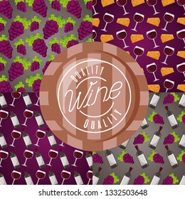background wine cup barrel grapes decoration