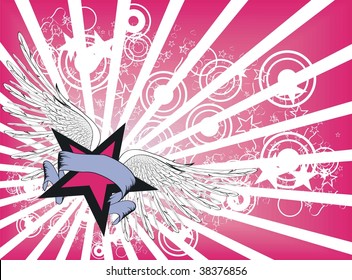 background with winged star in vector format