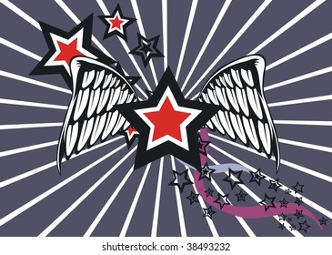 background with winged star in vector format