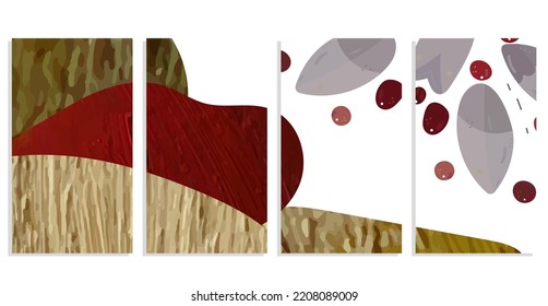 background with winter berries vector template set  