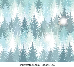 Background with winter forest