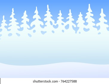 Background winter forest in snow . Flat vector illustration