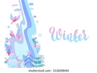 Background with winter items. New Year and Christmas objects.