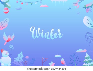 Background with winter items. New Year and Christmas objects.