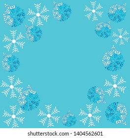 background winter  new Year snowflakes  blue postcard  Christmas