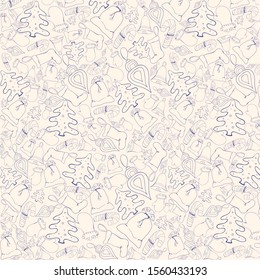 Background with winter and New Year's drawings