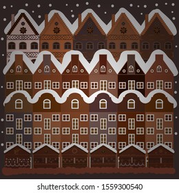 Background. Winter village landscape. Vector illustration.