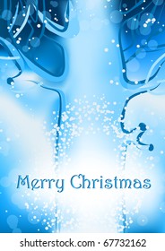background with winter weather, lying tree