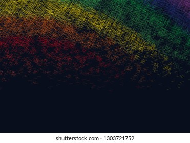 Background with a wireframe of many squares. Rainbow color. Dark abstract background. Vector illustration.