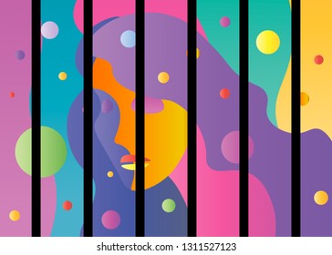 background with Woman. Vector abstract bright color young female face