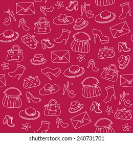 Background of women accessories. Seamless Vector pattern.