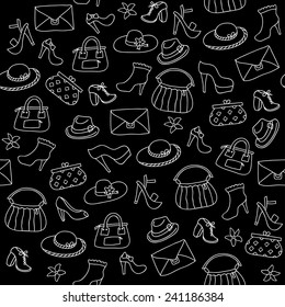 Background of women accessories. Seamless Vector pattern.
