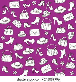 Background of women accessories. Seamless Vector pattern.