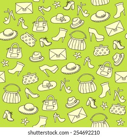 Background of women accessories. Seamless Vector pattern.