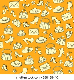 Background of women accessories. Seamless Vector pattern.