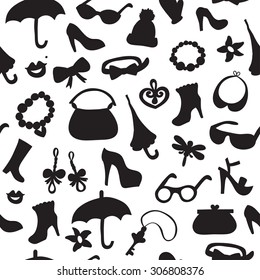 Background of women accessories. Seamless Vector pattern.