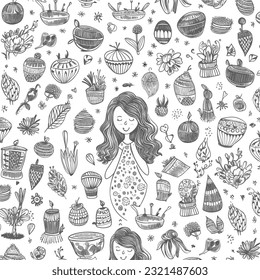 	
A background of women and a shell with the word love on it for pregnancy time pattern design