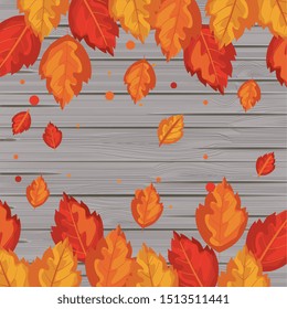 background wooden with autumn leafs