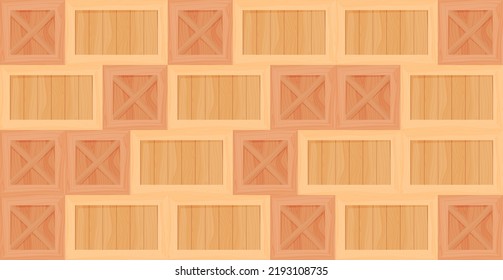 Background of wooden boxes. Boxes for storage of various substances. Vector illustration
