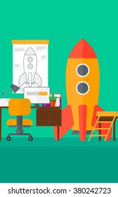Background of workspace with business start-up rocket. Background of workspace with business start-up rocket.