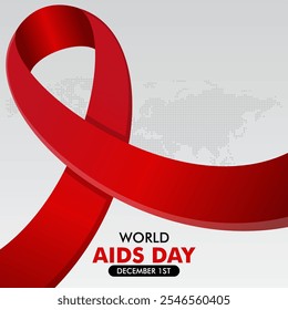Dia Mundial da Aids 1 de dezembro. Campanha de conscientização sobre o Dia Mundial da Aids. Com silhueta mapa do mundo. Fundo do dia de ajudas mundiais de mídias sociais