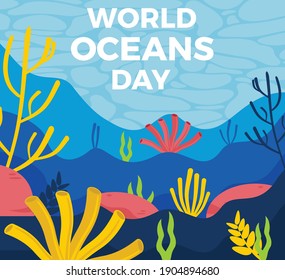 Background World Oceans Day concept flat