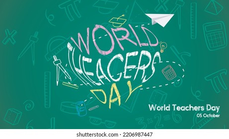 Background World Teachers Day. Abstract Background. With Airplane Vector From Origami Paper. Commemorating World Teachers Day on October 5th. Great For Banners and More