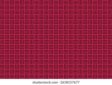 Forma retangular tecida em segundo plano organizada em ilustração de vetor de cor vermelha. Decoração de efeito de padrão de elemento de ornamento sem costura design de tecido. Plano de fundo tecido bambu padrão vetor design.