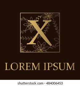 Background with X letter golden