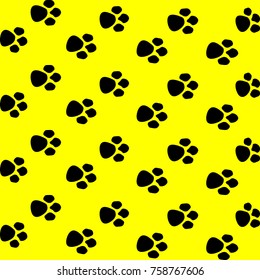 Background yellow abstract, black marks dog.
