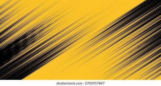 Background Yellow and black backdrop with dot halftone pattern element. Abstract brush grunge background. retro comic concept for your graphic design, banner or poster