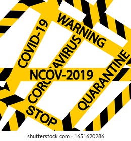 background yellow black stripes, sign symbol quarantine zone area Stop Novel Coronavirus outbreak covid 2019 nCoV symptoms in Wuhan China, vector quarantine biohazard Sign biological activity threat