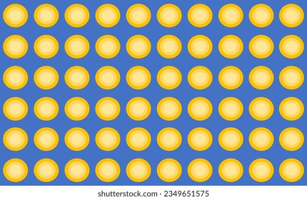 background with yellow circles, blue background with yellow dot repeat seamless pattern replete image design for fabric printing or wallpaper