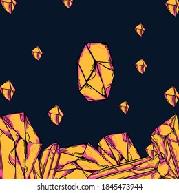 Formas de diamante amarillo de fondo con ilusión única con estilo de arte pop
