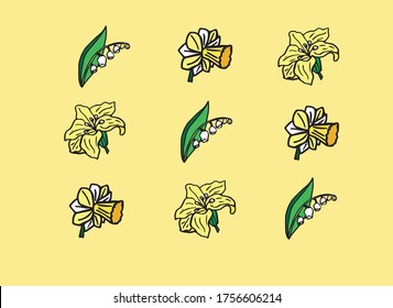 Hintergrund gelb mit vielen Blumen, Sommer